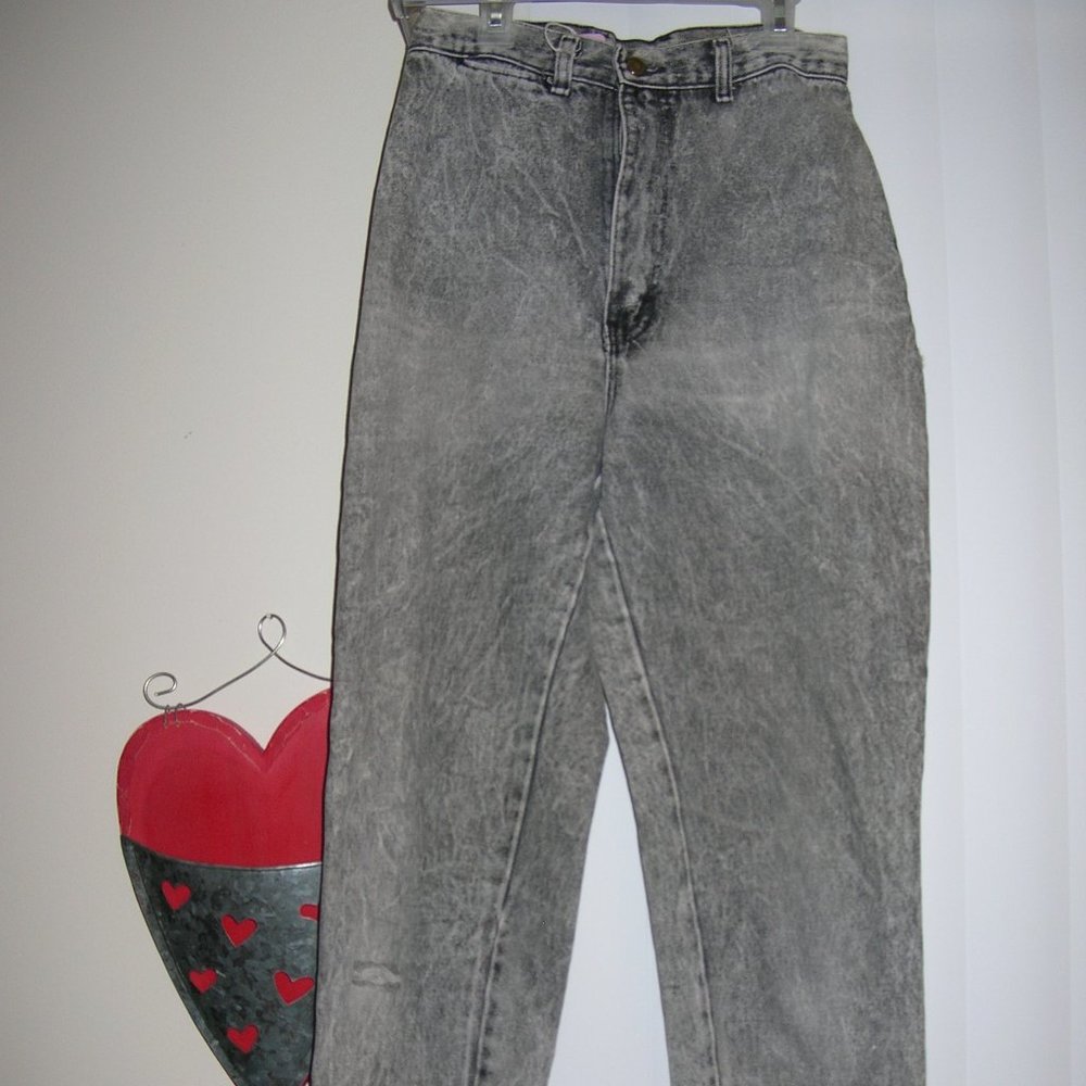 Vintage PS Gitano denim jeans grey stone acid wash 80s 90s Small 24" torn as is